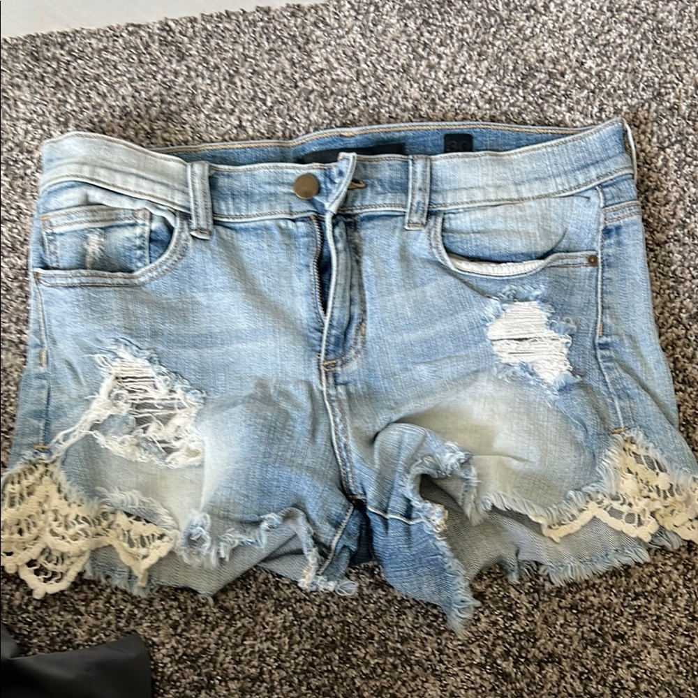 Stylish Blue and White Jean Shorts